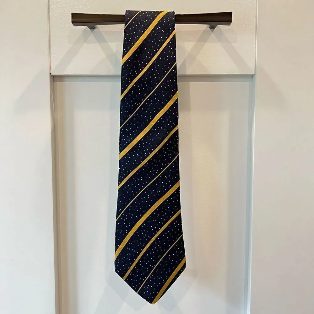 Yves Saint Laurent Vintage Silk Navy Gold Night Sky Neck Tie